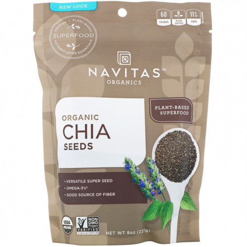 Navitas Organics, Органические семена чиа, 227 г (8 унций)