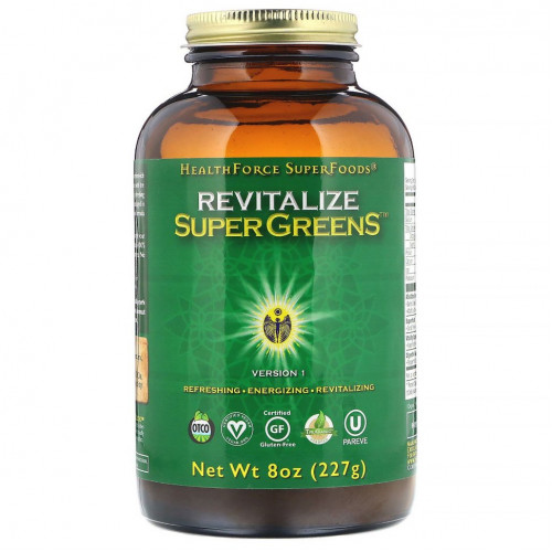 HealthForce Superfoods, Цельнопищевая добавка Revitalize Super Greens, 227 г