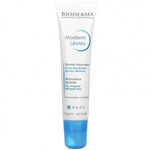 Bioderma, Atoderm, восстанавливающий бальзам для губ, 15 мл (0,5 жидк. Унции)