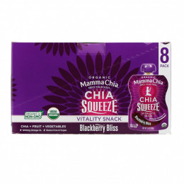 Mamma Chia, Organic Chia Squeeze, Vitality Snack, ежевика, 8 порций, 99 г (3,5 унции)