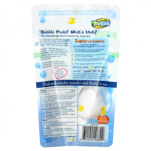 TruKid, Bubble Podz, Sensitive Care, без запаха, 8 капсул (80 г)