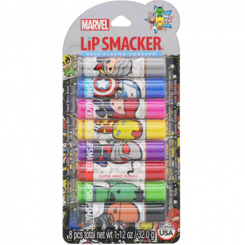 Lip Smacker, Marvel Avengers, набор бальзамов для губ, для вечеринки, 8 штук