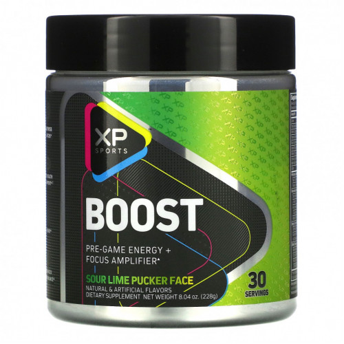 XP Sports, Boost, Energy + Focus Amplifier перед игрой, кислый лайм, 228 г (8,04 унции)