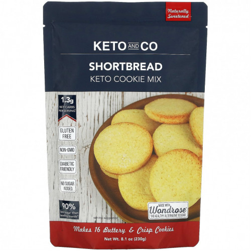 Keto and Co, Keto Cookie Mix, песочное печенье, 230 г (8,1 унции)