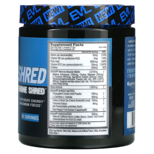 EVLution Nutrition, ENGN Shred, предтренировочный клочок, синяя ветвь, 231 г (8,1 унции)