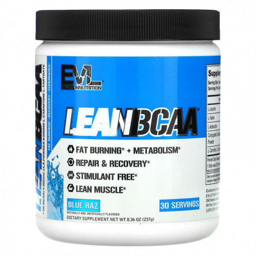 EVLution Nutrition, LEAN BCAA, Blue Raz, 237 г (8,36 унции)