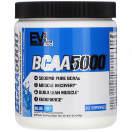 EVLution Nutrition, BCAA 5000, Blue Raz, 8.47 oz (240 g)