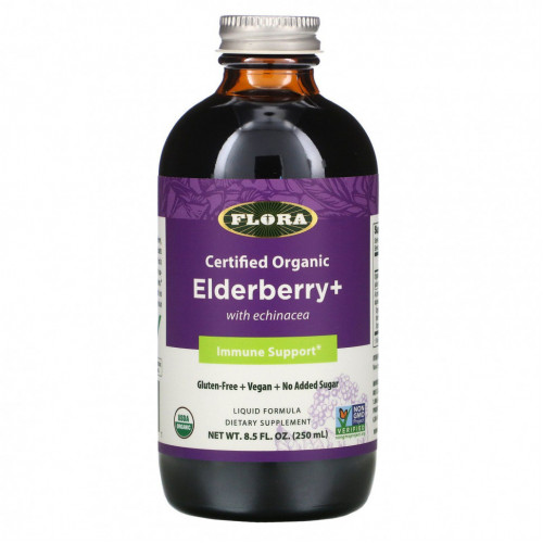 Flora, Certified Organic Elderberry +, 8.5 fl oz (250 ml)