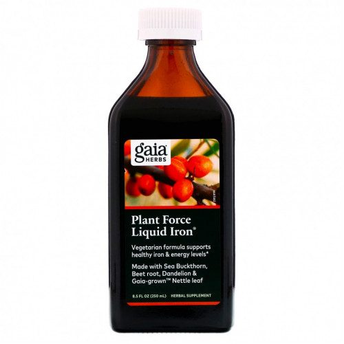 Gaia Herbs, Plant Force Liquid Iron, 250 мл (8,5 жидк. унций)