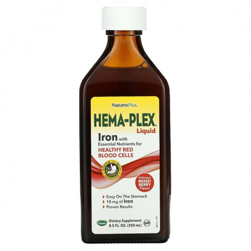 NaturesPlus, жидкое средство Hema-Plex, ягодное ассорти, 250 мл (8,5 жидк. унции)