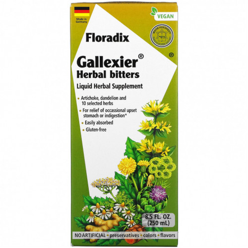 Gaia Herbs, Floradix, Gallexier, травяная добавка в виде жидкого экстракта, 250 мл (8,5 жидк. унции)