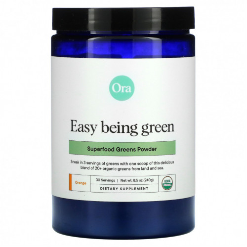 Ora, Easy Being Green, порошок из суперфудов зелени, апельсин, 240 г (8,5 унций)