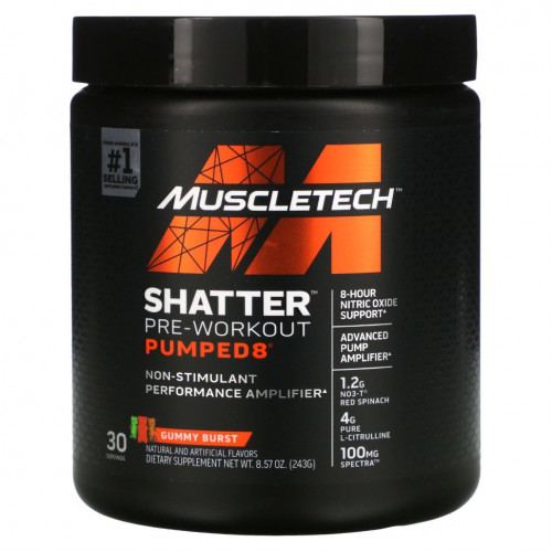 Muscletech, Shatter Pre-Workout Pumped8, Gummy Burst, 8,57 унций (243 г)