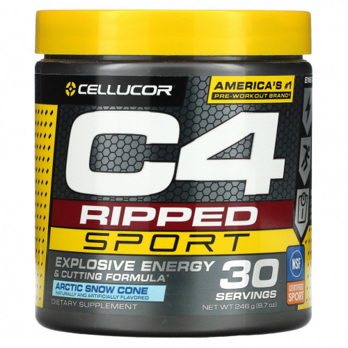 Cellucor, C4 Ripped Sport, перед тренировкой, Arctic Snow Cone, 246 г (8,7 унции)