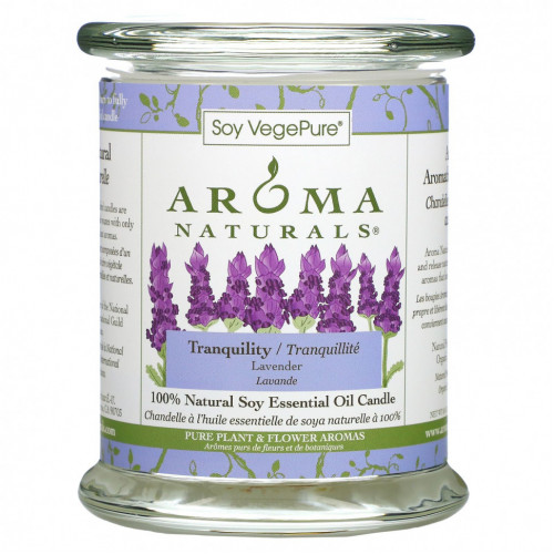 Aroma Naturals, 100% натуральная соевая свеча с эфирным маслом, спокойствие, лаванда, 260 г (8,8 унции)