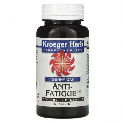 Kroeger Herb Co, Sunny Day, Anti-Fatigue, средство от усталости, 80 таблеток