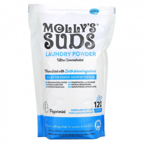 Molly's Suds, ультраконцентрированный стиральный порошок, с запахом перечной мяты, 2,275 кг (80,25 унции)