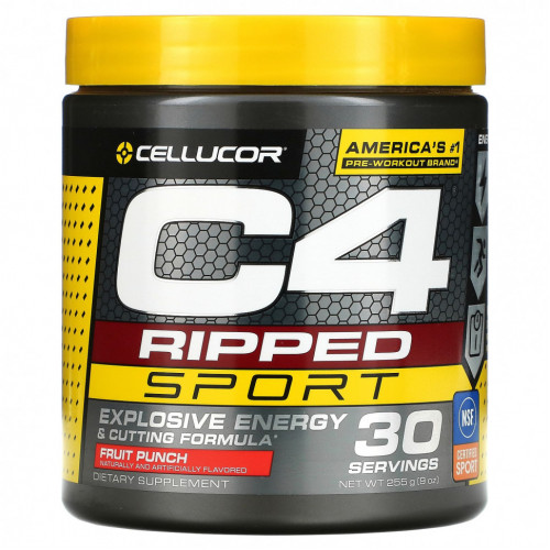 Cellucor, C4 Ripped Sport, перед тренировкой, фруктовый пунш, 255 г (9 унций)