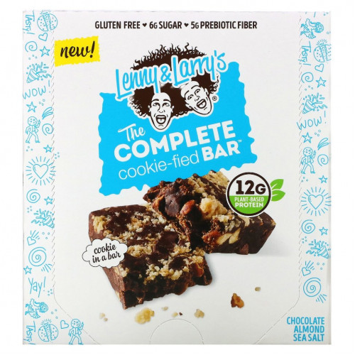 Lenny & Larry's, The Complete Cookie-Fied Bar, шоколадно-миндальная морская соль, 9 батончиков, 45 г (1,59 унции)