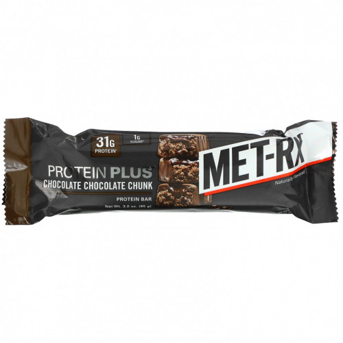 MET-Rx, PROTEIN PLUS, шоколадные кусочки, 9 батончиков, 85 г (3,0 унции)