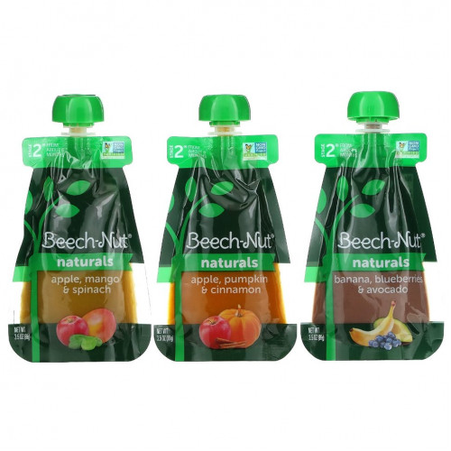 Beech-Nut, Naturals, Variety Pack, этап 2, 9 пакетиков, 99 г (3,5 унции)