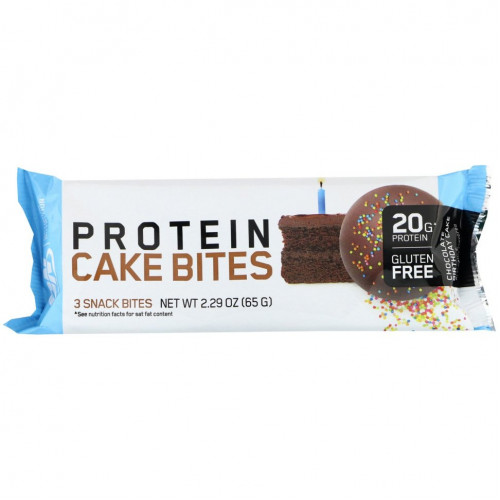 Optimum Nutrition, Protein Cake Bites, шоколадный торт на день рождения, 9 батончиков, 65 г (2,29 унции)