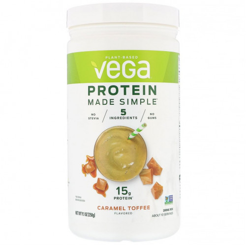 Vega, Protein Made Simple, протеин, «Карамельная ириска», 258 г (9,1 унции)