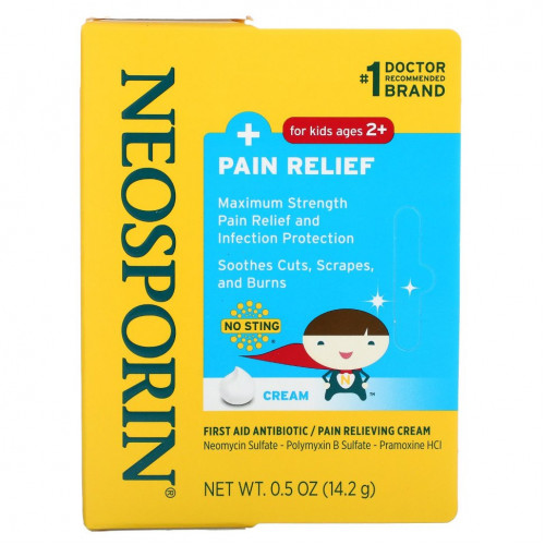 Neosporin, +Pain Relief, обезболивающий крем, для детей от 2 лет, 14,2 г (0,5 унции)