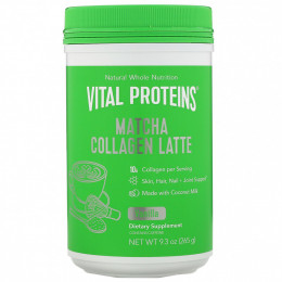 Vital Proteins, Матча латте с коллагеном, ваниль, 265 г (9,3 унции)