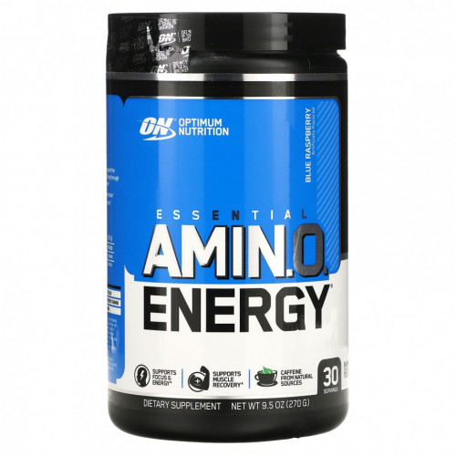 Optimum Nutrition, Essential Amin.O. Energy, голубая малина, 270 г (9,5 унций)