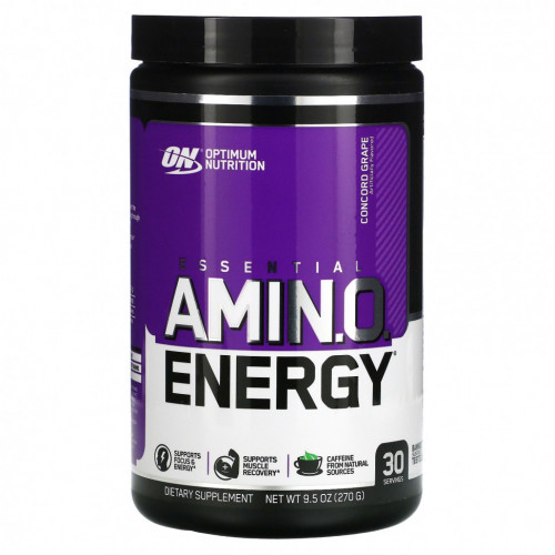 Optimum Nutrition, Essential Amin.O. Energy, виноград «Конкорд», 270 г (9,5 унции)