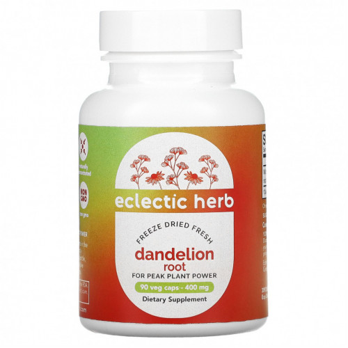 Eclectic Institute, Dandelion Root, Raw, 400 mg, 90 Non-GMO Veg Caps