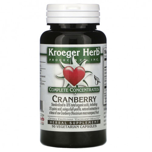 Kroeger Herb Co, Полные концентраты, клюква, 90 вегетарианских капсул