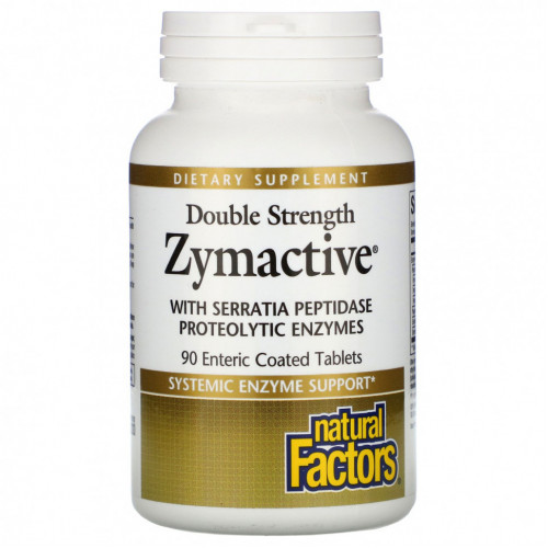 Natural Factors, Zymactive, двойная сила действия, 90 таблеток с кишечнорастворимой оболочкой