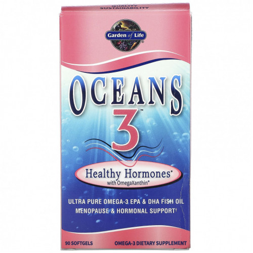 Garden of Life, Средство для поддержания гормонального фона Oceans 3™ Healthy Hormones® с омега-ксантином, 90 мягких желатиновых капсул