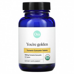 Ora, You're Golden, Organic Turmeric Curcumin Supplement, 500 mg, 90 Organic Tablets