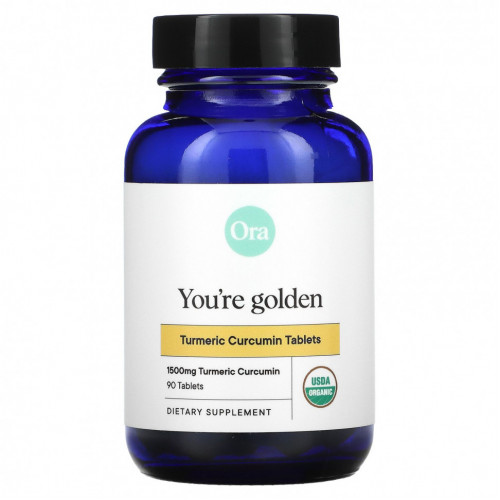 Ora, You're Golden, Organic Turmeric Curcumin Supplement, 500 mg, 90 Organic Tablets