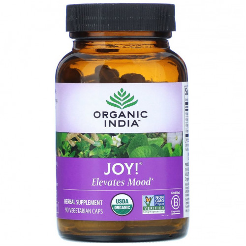 Organic India, Joy !, поднимает настроение, 90 вегетарианских капсул