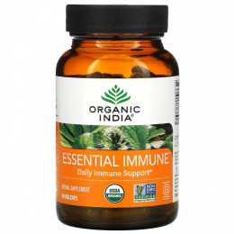 Organic India, Essential Immune, ежедневная поддержка иммунитета, 90 растительных капсул