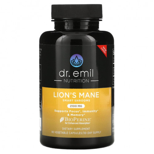 Dr Emil Nutrition, Lion's Mane Smart Shrooms, 2100 мг, 90 растительных капсул