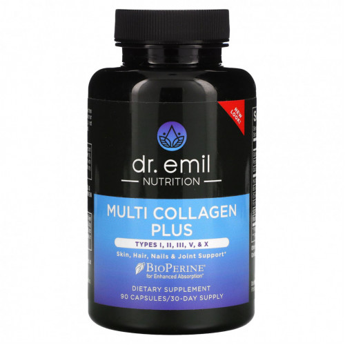 Dr Emil Nutrition, Multi Collagen Plus, типы I, II, III, V и X, 90 капсул