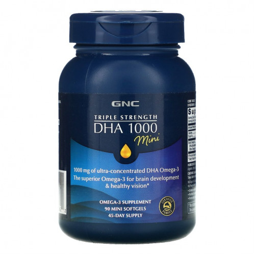 GNC, Triple Strength DHA 1000 Mini, 500 мг, 90 мягких капсул