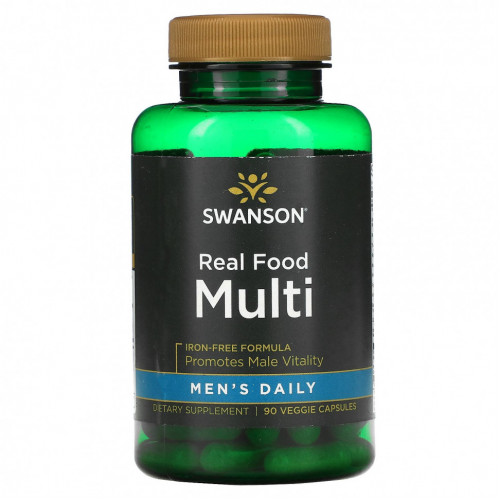 Swanson, Men's Daily, Real Food Multi, без железа, 90 растительных капсул