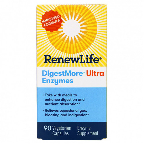 Renew Life, DigestMore Ultra Enzymes, 90 вегетарианских капсул