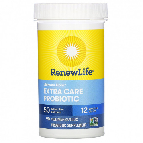 Renew Life, Ultimate Flora, пробиотик с повышенной силой действия, 50 млрд живых культур, 90 вегетарианских капсул