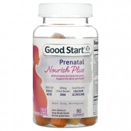 Gerber, Good Start, Prenatal Nourish Plus, мультивитамины с натуральным вкусом лимона, бузины и апельсина, 90 жевательных таблеток