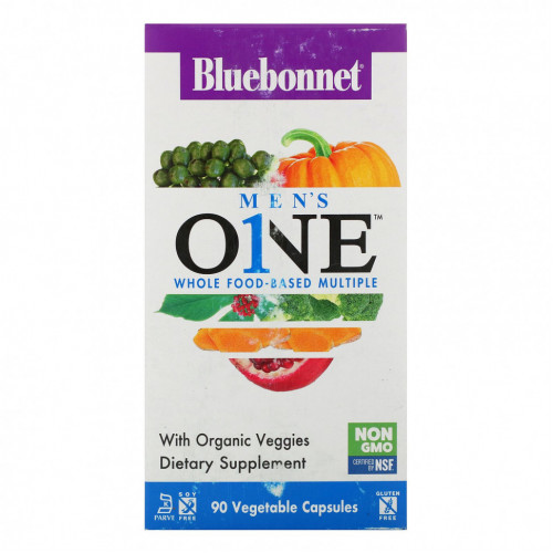 Bluebonnet Nutrition, Men's ONE, комплекс на основе цельных продуктов, 90 растительных капсул