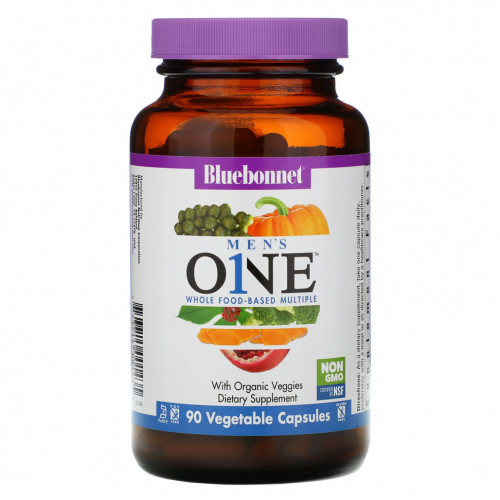 Bluebonnet Nutrition, Men's ONE, комплекс на основе цельных продуктов, 90 растительных капсул