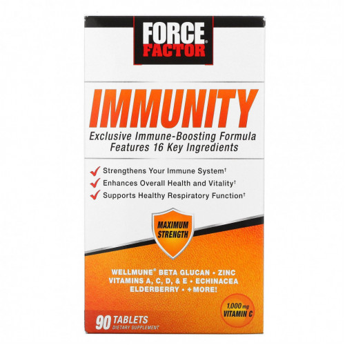 Force Factor, Immunity, средство для поддержки иммунитета, 1000 мг, 90 таблеток