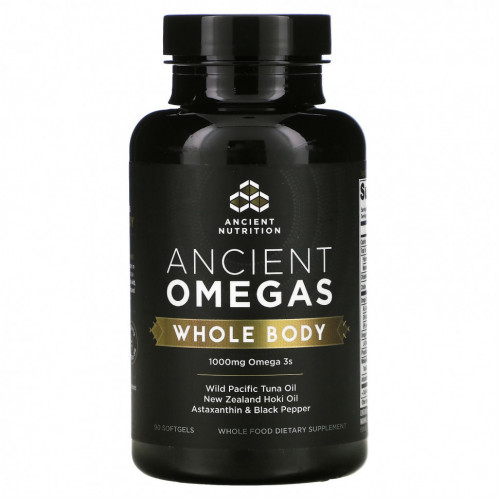 Dr. Axe / Ancient Nutrition, Ancient Omegas, для всего тела, 1000 мг, 90 мягких таблеток